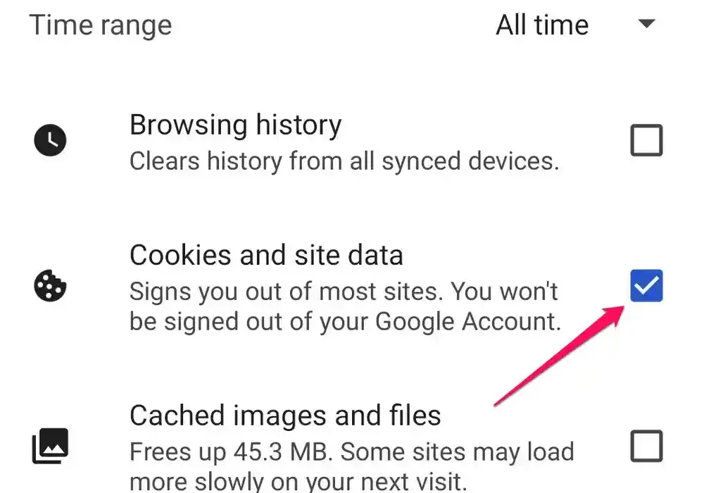 How to delete cookies on Google Chrome for Android
